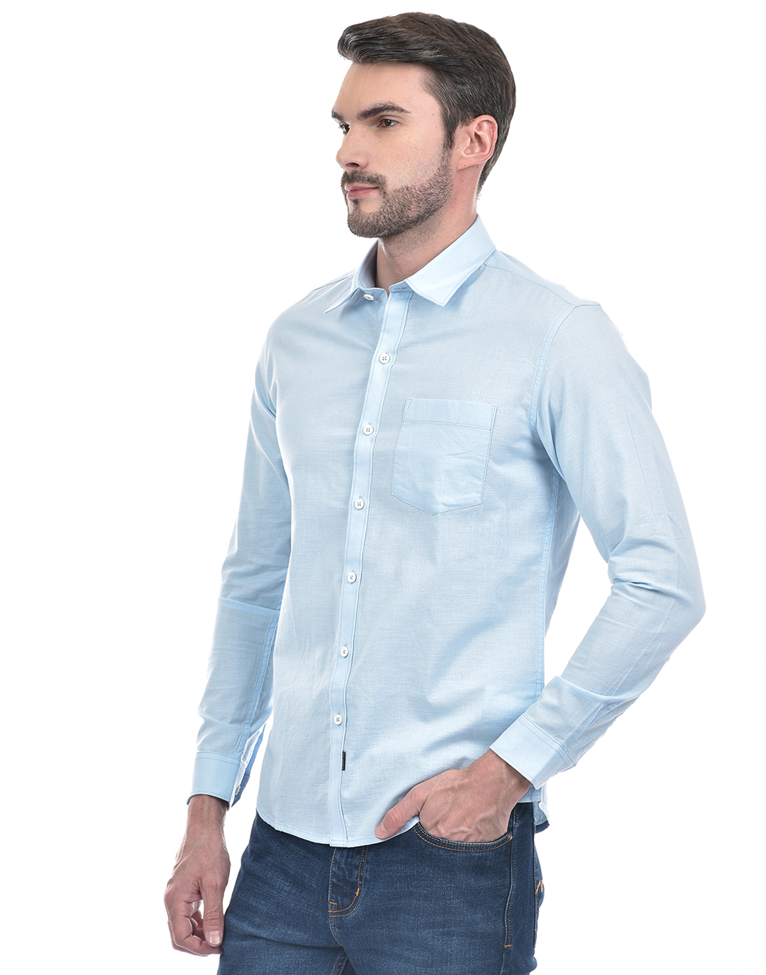 Numero Uno Men Solid Blue Shirt